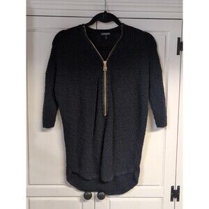Express Black Knit Sweater With Gold Zippered Front Size -XS